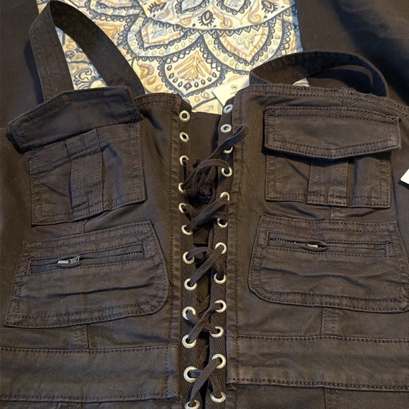 Good American twill lace up utility jumpsuits size m NWT - Picture 3 of 16